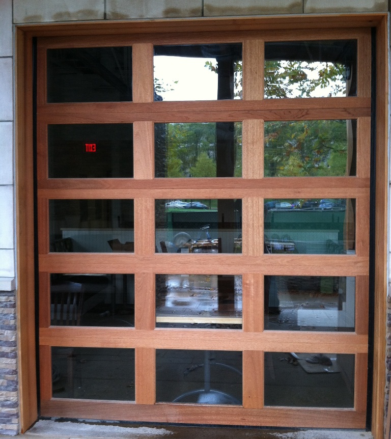 Wood Garage Doors And Carriage, Contemporary Wood And Glass Garage Doors